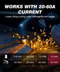 IPT60 Plasma Cutter Torch Consumables.045 Inch Tip Set For 50-60A, cutting metal with sparks in workshop setting