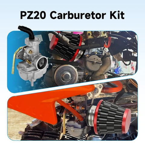 Pz20 Carb Kit With Ignition Coil Starter Solenoid Relay For 70cc 90cc 110cc 125cc Four Stroke Taotao Coolster Kazuma Baja Lifan Vitacci Go Kart Quad ATV Dirt Bike Parts installed on engine