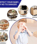 Straight Up Clear Silicone Baby Corner Guards, Real Talk Toddler Table Edge Bumpers protecting furniture like coffee and dining tables.