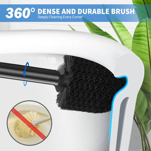 Close-up of brush in Heavy Duty Toilet Plunger And Brush Set With Holder 2 In 1 Bathroom Cleaning Kit For 5.7 Inch Toilet Drain