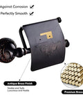 Oil Rubbed Bronze Toilet Paper Holder With Cover, durable brass tissue roll holder for bathroom, antique finish detail.