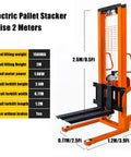Heavy Duty Electric Pallet Stacker With Adjustable Forks, 2.6m height, 1500kg capacity, ideal for warehouse loading.