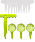 Go-To Handheld Seed Spreader And Planter Tool With Dibber For Small Seeds, light green components for indoor outdoor gardening