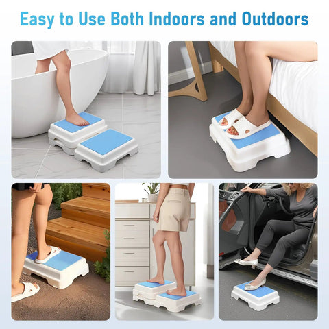 Bath Shower Step Stool With Non Slip Wide Platform For Indoor And Outdoor Use Stackable Handicap Accessible Bath Aid Portable Medical Grade Stability For High Beds Kitchens And Bathrooms