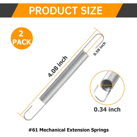 Two Pack Four Inch Double Hook Tension Extension Spring Forged From Superior Heavy Duty Spring Steel Built Tough For Top Shelf Durability And A No Sweat Install On Every Job, 4.08 inch length shown.
