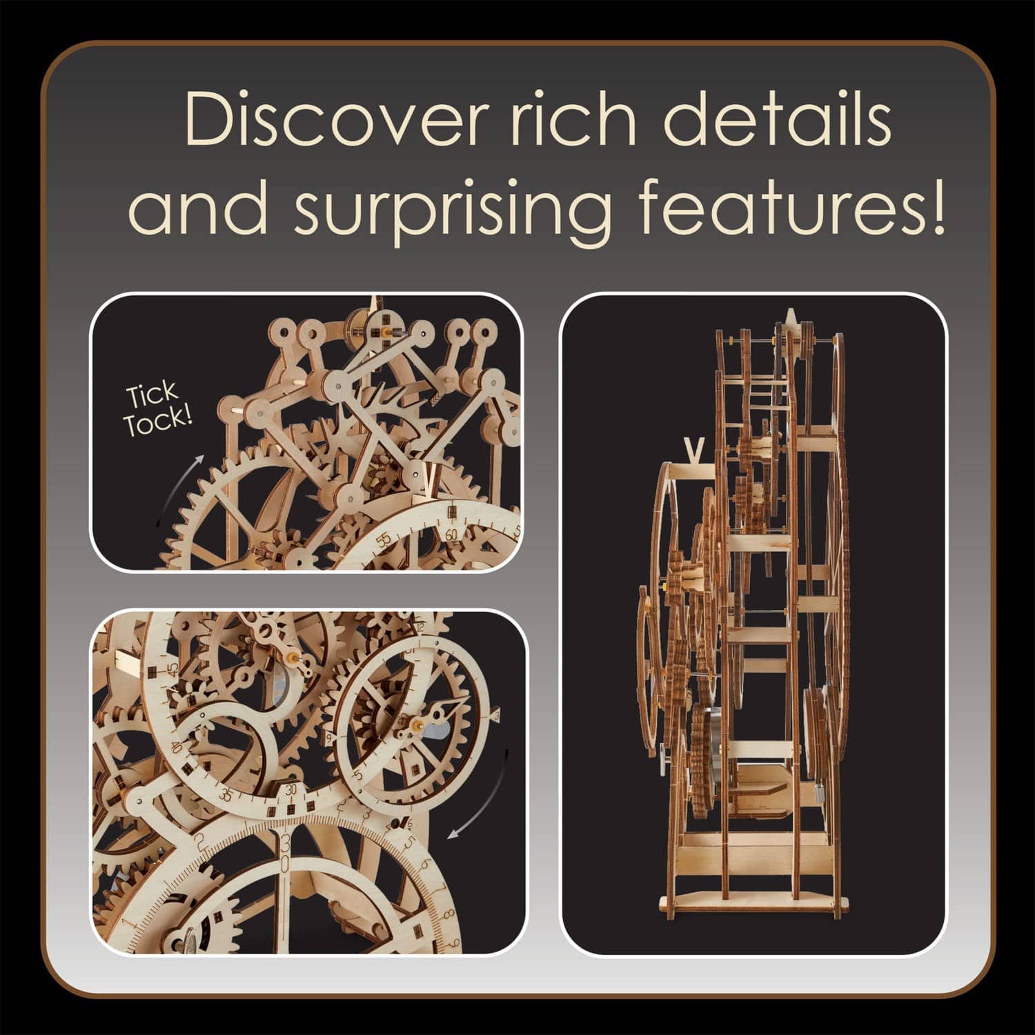 3D Wooden Gear Clock Kit For Teens and Adults ✓
