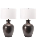 Atmore 27 Inch Iron Table Lamp In Copper Finish With Cotton Drum Shade For Cozy Mood Vibe Lighting On Living Room End Tables Bedroom Or Entryway 3 Way Switch Modern Farmhouse Style, pair of lamps front view