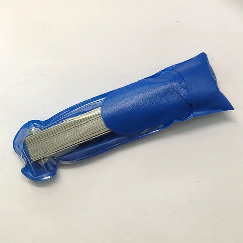 High Precision Guitar Feeler Gauge Set in blue case, 32 stainless steel, 0.0008 to 0.040 inch thickness range