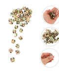 Heavy Duty 50 Pack Golden Iron Captive Nut Car Body Clips with hand holding sample, designed for automotive use.