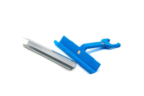 Magnetic PPC and PPF Clip Cleat Tool 4 inch duct tool with blue handle and metal jaw for precise seams in auto body and HVAC projects