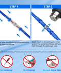 Solder-seal butt wire connectors set, 150 pcs, blue heat-shrink, waterproof insulated electrical terminals.