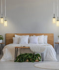 Bedroom with Beer Bottle Shaped RGB Dimmable LED Pendant Light With Smart App Timer And Schedule, Alexa Compatible