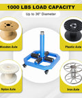 Heavy Duty Cable Reel Turntable For Up To 36 Inch Reels, Portable Wire Spool Rack with 1000 Pound Load Capacity, metal base