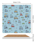 Solid Grip Square Ceramic Drink Coasters With Non Slip Cork Base Waterproof Design To Keep Surfaces Fresh And Dry Real Deal Quality For Home Bars And Coffee Tables, featuring golf cart design on blue background.