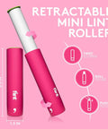 Pink Retractable Mini Lint Roller With 30 Extra Sticky Sheets Ultra Portable Travel Size Pocket Roller For Pet Hair Dust And Lint Easy Twist Mechanism