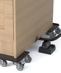 Installed under wooden cabinet: IURRDOP 24'' black alloy steel furniture lifter with caster wheels