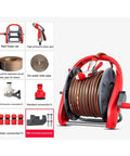 Slick Wall Mounted Garden Hose Reel Holder Featuring Expandable Metal Build and Zero Hassle Watering Cart with 10m water hose.