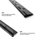 Six Pack Rock Solid Black Piano Hinges 18 Inch Heavy Duty Continuous Barrel Hinges For Cabinets close-up view showing design details.