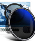 82mm Variable ND Filter ND2-ND400 1-9 Stops for Cameras and DSLRs Ultra Smooth Dimming Neutral Density Lens Filter box