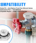 Easy Install Vacuum Breaker Repair Kit For Outdoor Sillcock Valves Anti Siphon Frost Free Hose Bib Spigot Replaces VACVBKX1B ASSE 1019 A