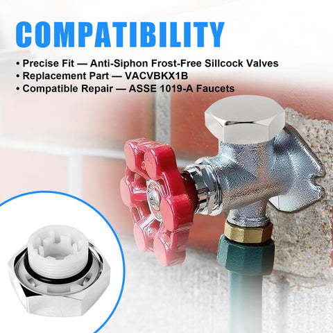 Easy Install Vacuum Breaker Repair Kit For Outdoor Sillcock Valves Anti Siphon Frost Free Hose Bib Spigot Replaces VACVBKX1B ASSE 1019 A