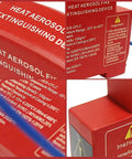 Close-up of a 5 Pack Automatic Fire Extinguisher Guide Rail Mount Thermal Sensor Heat Activated Aerosol Suppression System 20g showing details and label.