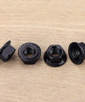 Heavy Duty M8 1.25 Hex Serrated Flange Nuts 304 Stainless Steel Black Oxide Finish Tough As Nails Grip For Automotive And Home Garage Diy Projects 20 Pack displayed on a wood surface.