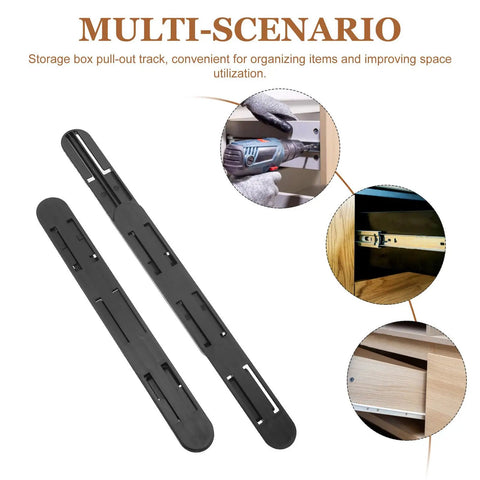 4 Pack Heavy Duty Drawer Slides 10.4 Inch Plastic Bottom Drawer Rails With Smooth Operation And Easy Install For Kitchen Cabinets And Bedroom Storage Boxes, black plastic bottom-mount rails