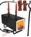 Portable Double Burner Blacksmith Forge For DIY Projects Big Capacity Propane Forge With 16.85 Inch V Bit Tongs And Leather Welding Gloves