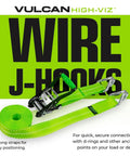 Heavy Duty Axle Tie Down Kit Featuring Hella Bright Neon Green 2 Inch Webbing And Reliable Wire J Hook Ratchet Straps for easy securing.