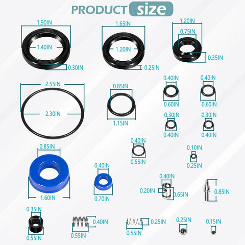 Super Seal Repair Kit For Bishamon BS-55 And BS-65 Manual Pallet Jack Hydraulic Unit Rebuild Seals, O Rings, Gaskets And Hardware Replacement Kit sizes