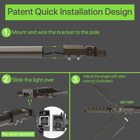 Installation guide for 200W LED Parking Lot Light With 30000LM Dusk To Dawn Photocell IP65 Waterproof Area Lighting