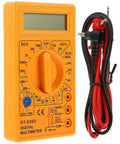 Digital Multimeter With Buzzer Three And A Half Digit LCD Display Voltage Current And Resistance Tester With Double Fuse Protection And Test Probes For Electrical Measurement And Safety For DIY Enthusiasts, shown with test probes on the side