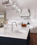 hansgrohe Joleena Pull Down Kitchen Faucet, Transitional, Magnetic Hand Sprayer, 1-Handle, 1.75 GPM, Chrome, 04112000 on marble countertop.