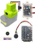 Power Wheel Battery Adapter For Ryobi 18V One Plus Upgrade Inverter Adapter with wiring components and protective case