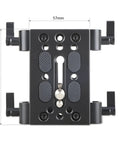 Camera Base Plate With 15mm Rod Clamp Rail Block for Tripod and Shoulder Rigs, Dual Aluminum Plates, 1/4-20 and 3/8-16 Screw Compatibility, Adds Solid Accessory Mount Holes for Cages, Monitors, Microphones, and More, black aluminum, 57mm x 90mm