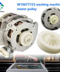 Heavy Duty W10677723 Washing Machine Motor Pulley with motor and connection, suitable for smooth washing performance.