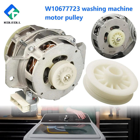 Heavy Duty W10677723 Washing Machine Motor Pulley with motor and connection, suitable for smooth washing performance.