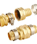 Brass Garden Hose Repair Kit With Clamps For Three Quarter Inch Hoses Barb To Garden Hose Thread Fittings Includes GHT Adapters
