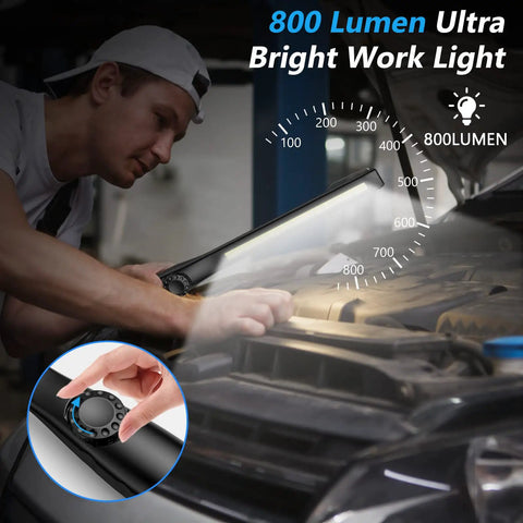 Two Pack Rechargeable LED Work Light 800 Lumens COB With Power Indicator Magnetic Base And Hook used in car repair