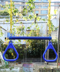 18 Inch Trapeze Bar With Rings Heavy Duty 48 Inch Plastic Coated Chains For Backyard Swing Sets No Fuss Easy Install