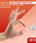High Potency Vegan B12 Tablets With Folic Acid and B6 For Steady Energy And Brain Boost Fast Dissolving Tabs held in hand.