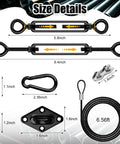Size details of Shade Sail Hardware Kit 304 Stainless Steel All In One Installation Set For Triangle And Rectangle Outdoor Sun Shade