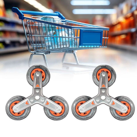 Stair Climbing Triangle Caster Wheels Replacement 3.74 In Diameter Stainless Steel Heavy Duty for Shopping Carts