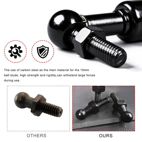 Heavy Duty Ball Stud With Hardware Nuts For Gas Strut Mounts In Cars Trucks And SUVs 10 mm Ball Carbon Steel Black Finish 9 16 Inch Shank 5 16 18 Thread Bonnet Gas Strut Mounting Studs, black stud with nut