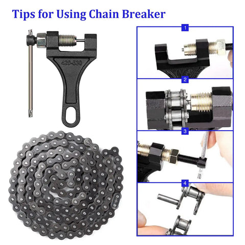 Beefy Heavy Duty 132 Link 420 Chain For Mini Bikes And ATVs With 50cc To 212cc Engines, Durable Alloy Steel, Go Kart Compatible, Free Chain Breaker Included