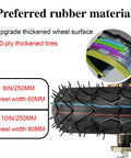 Built Like A Tank Heavy Duty 10 Inch Air Filled Rubber Swivel Caster Wheels 4 Pack close-up of 10-ply thickened tire with tread detail.
