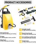 3.5L High Temp Steam Cleaner With Ozone Function 3000W accessories including brushes, mop head, and nozzles for versatile cleaning.