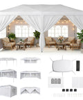 10x20 Ft Pop Up Canopy Tent With Six Sidewalls And Mosquito Netting, Heavy Duty Commercial Instant Outdoor Shelter
