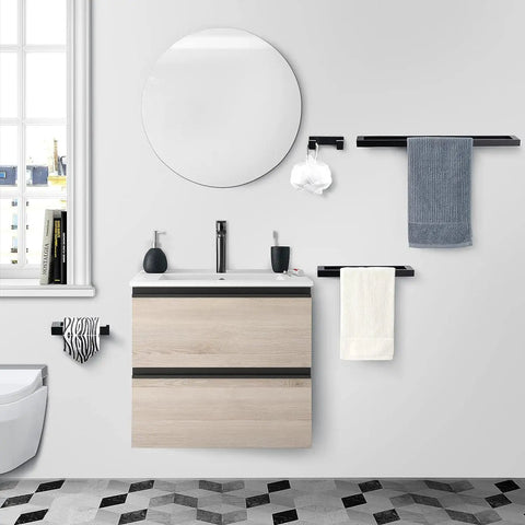Dope Matte Black 4-Piece Bathroom Hardware Set with 24-Inch Towel Bar, Towel Ring, Toilet Paper Holder, and Coat Hook, wall mounted